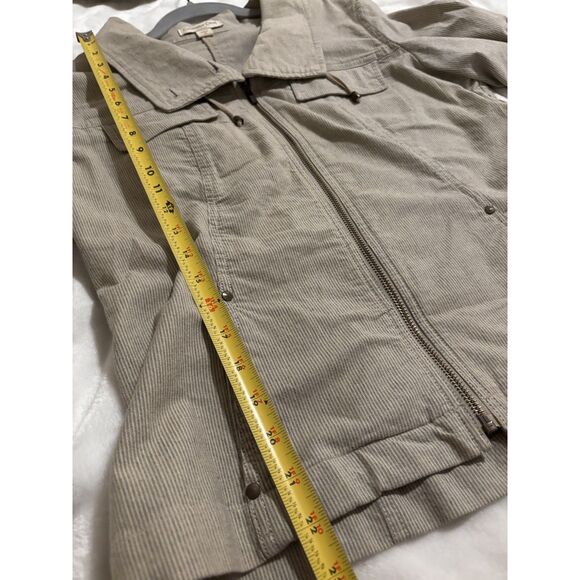 Coldwater Creek Utility Jacket Size10 Beige Pinstripe Zip Cotton Casual Workwear - Picture 5 of 6